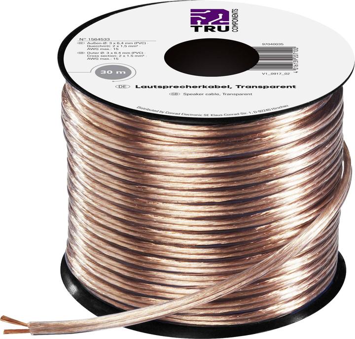 Actual product image Tru Components Loudspeaker cable (30 m, 1.50 mm²)