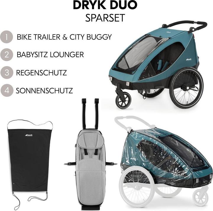 Produktbild Hauck 2in1 Fahrradanhänger Sparset Dryk Duo - für