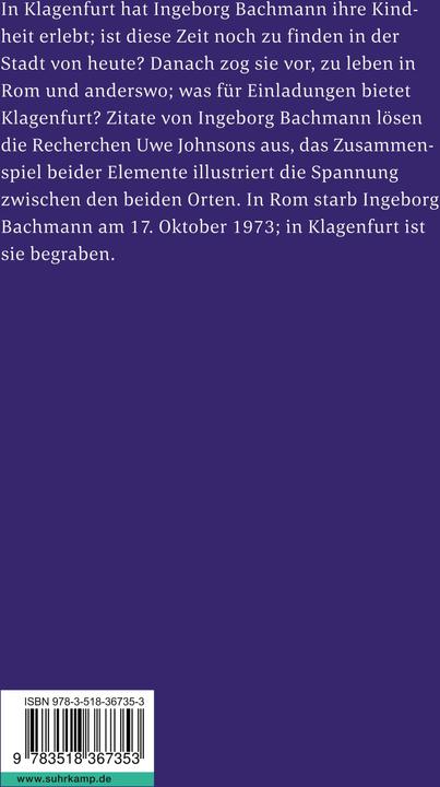 Produktbild Eine Reise nach Klagenfurt (Deutsch, Uwe Johnson, 1974)