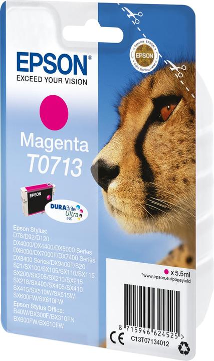 Actual product image Epson T0713 Cheetah ink, smudge-proof and waterproof (single pack) magenta (M)