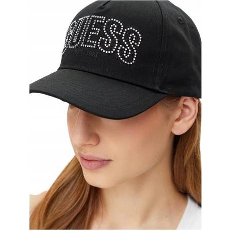 Guess, Berretto, Ines Baumwollmütze Schwarz, Nero