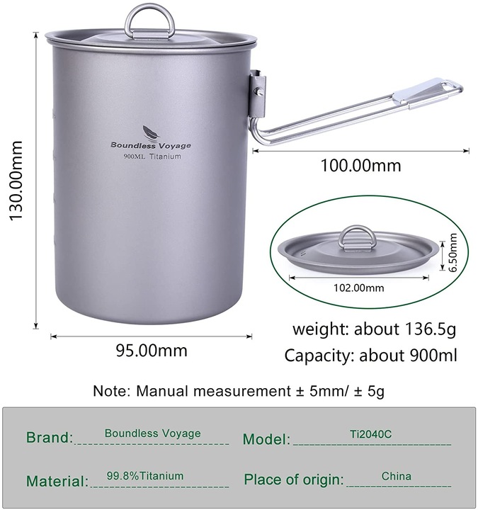 Produktbild IBasingo Camping Topf Titan, 900ml