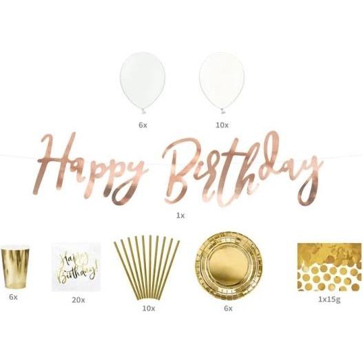 Partydeco Party Dekorationsset Gold Geburtstagsdeko 60-tlg.