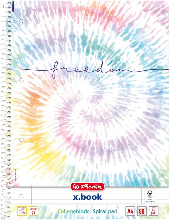 Produktbild Herlitz Collegeblock x.book Freedom liniert DIN A4 Innen- und Aussenrand (A4, Liniert, Weicher Einband)
