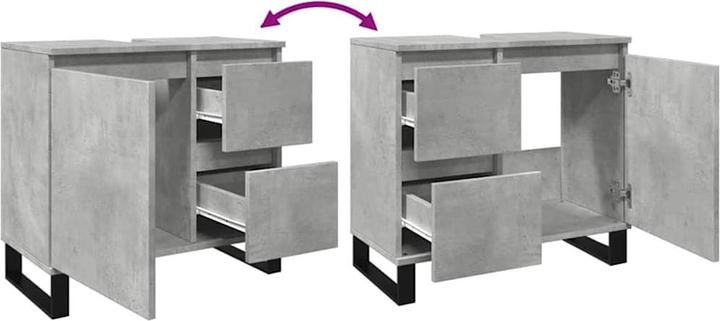 Produktbild VidaXL Waschbeckenunterschrank Unterschrank Badschrank Betongrau Holzwerkstoff (65 x 33 x 60 cm)