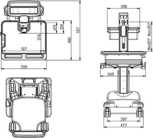 Immagine prodotto Multibrackets Carrello per PC/laptop Workstation Cart DT con batteria