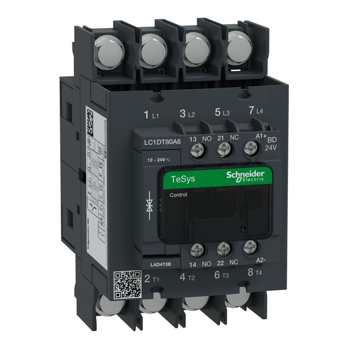 Image du produit Schneider Electric Contacteur de puissance, 4p+1S+1O, 80A/AC1, LC1DT80A6BD