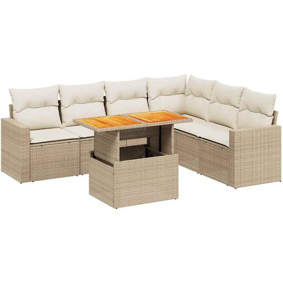 VidaXL, Gartenlounge, Gartenmöbel Sofa Garnitur Gartengarnitur Garten Sitzgruppe 7-tlg. Beige