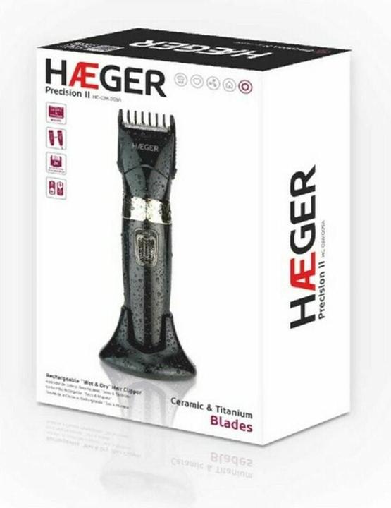 Actual product image Haeger Precision II Hair Clipper Rechargeable Dry and Wet Ceramic and Titanium Coated Blades Corded or Cord
