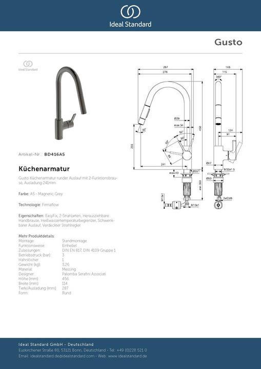 Actual product image Ideal Standard Gusto Ausld.241mm 2F showerhead