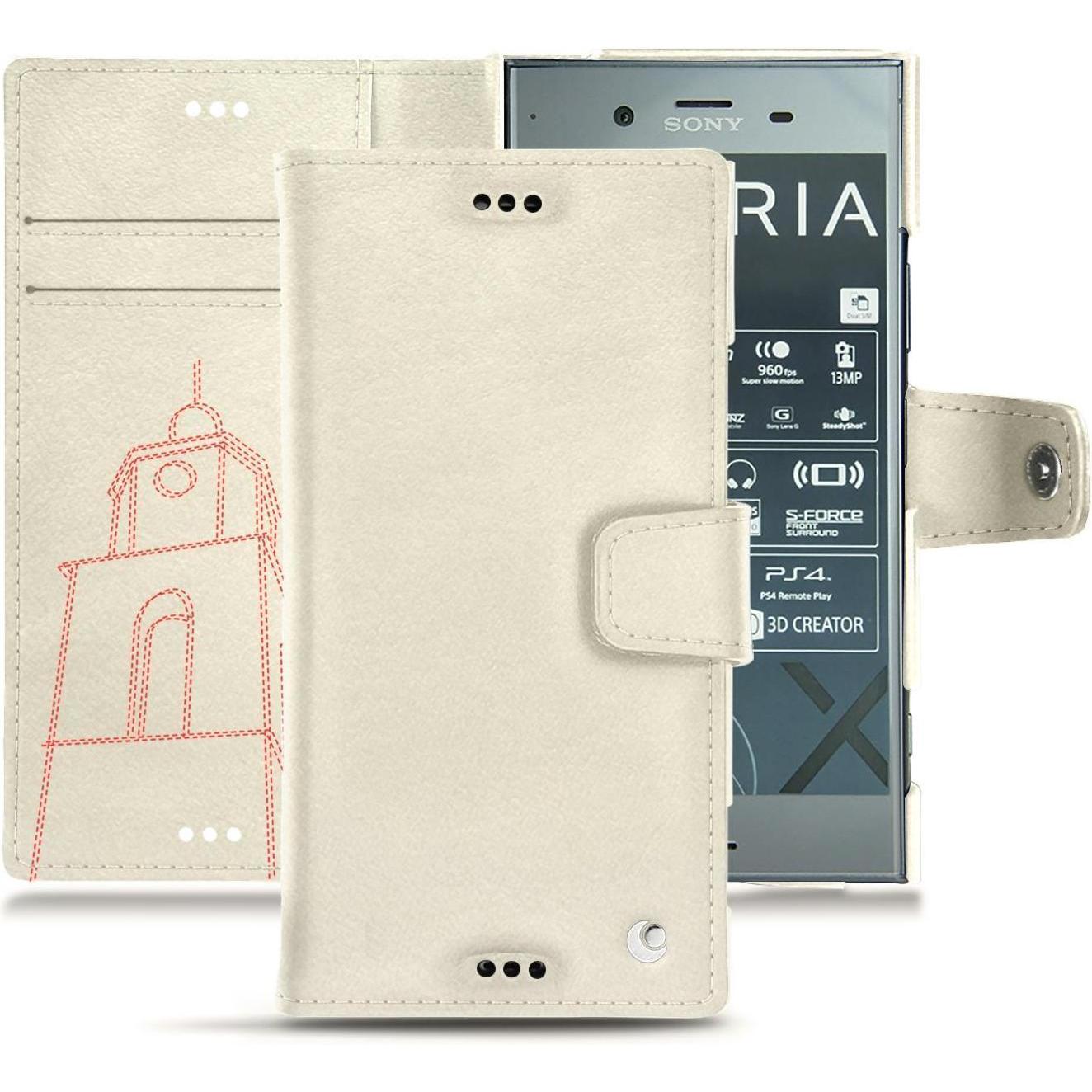 Noreve Lederschutzhülle Wallet (Sony Xperia XZ1), Smartphone Hülle, Weiss