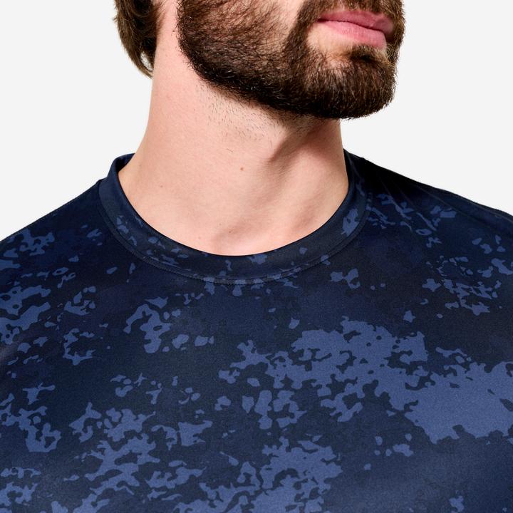 Produktbild Domyos Men's Short-Sleeved Crew Neck Breathable Fitness T-Shirt - Navy Blue (3XL)