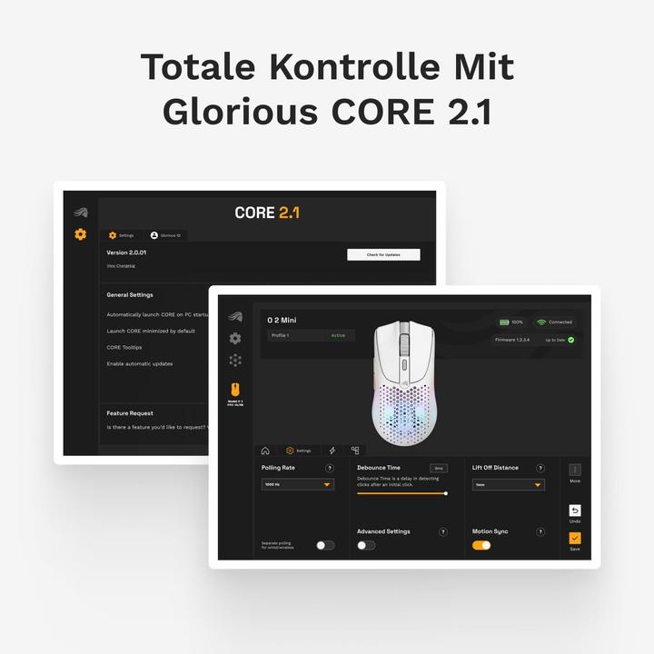 Actual product image Glorious Model O 2 Mini Wireless Gaming Mouse, White (Matte) (Cable, Wireless)