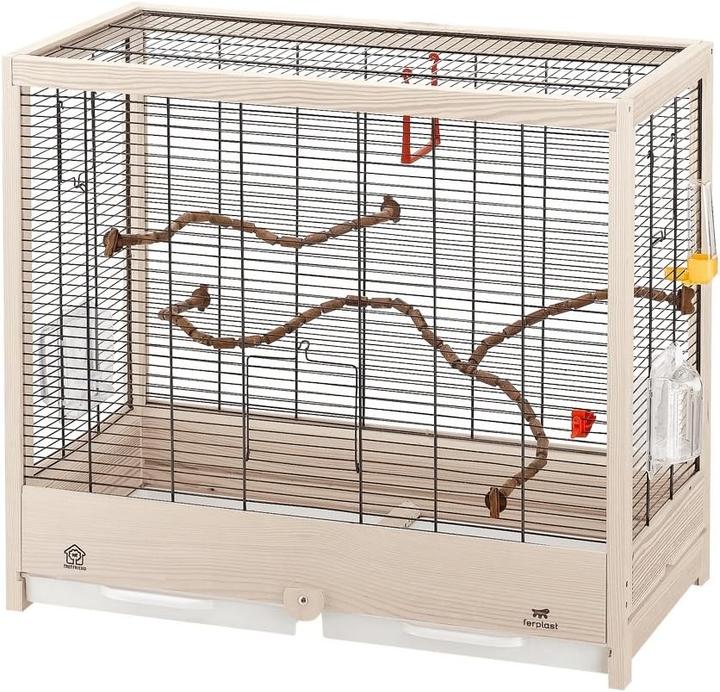 Actual product image Ferplast Metal and Wood Bird Cage with Accessories