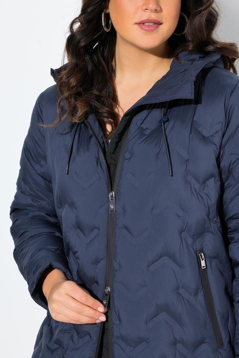 Immagine prodotto Ulla Popken Cappotto trapuntato HYPRAR con taglio svasato, zip a cursore doppio e cappuccio