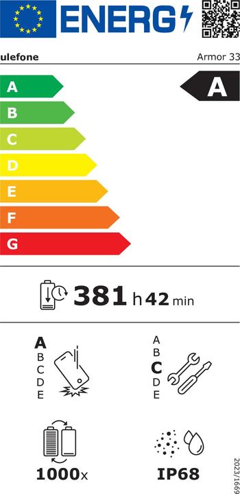 Energie-Label Ulefone Armor 33 (512 GB, Phantom Black, 6.95", Dual SIM, 4G)