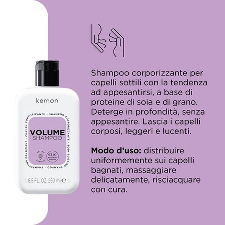 Produktbild Kemon Volumen Shampoo Ideal für dünnes Haar mit Soja (Läuse Shampoo, 250 ml)