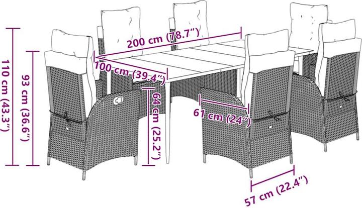 Produktbild vidaXL Garten Essgruppe (200 x 100 x 74 cm)
