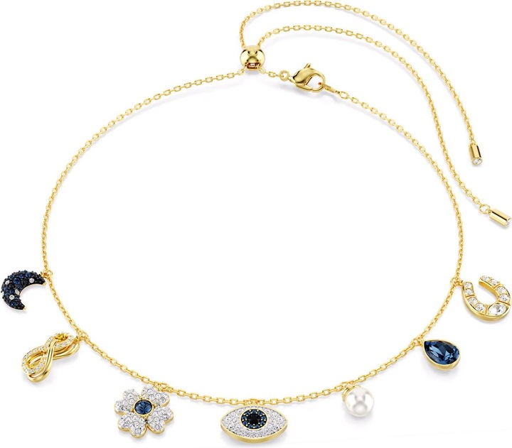 Produktbild Swarovski Symbolica Halsband Mond Unendlichkeitssymbol Glücksklee Augensymbol und Hufeisen Blau Gold (Swarovski Metall)