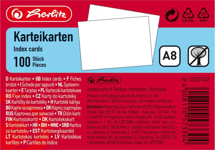 Herlitz Index card A8 (A8, 100x, 170 g/m²)