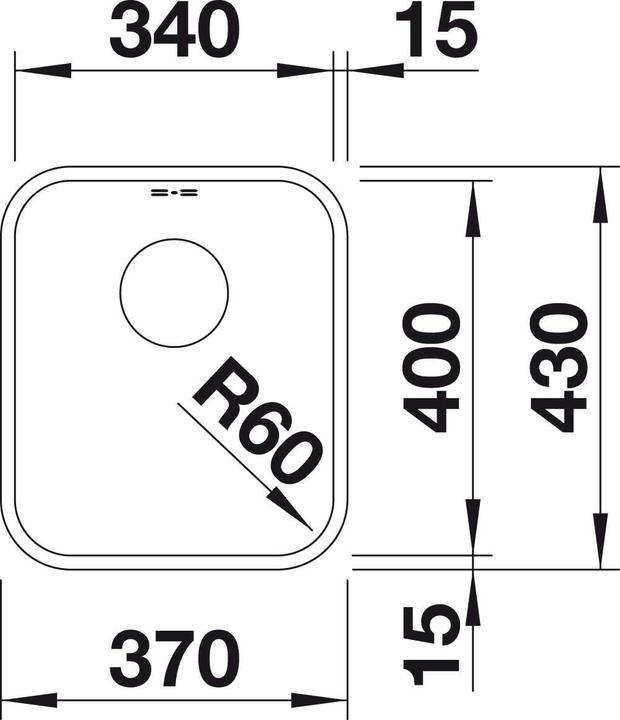 Actual product image Blanco Supra 340-U (Top-mounted sink, 43 cm, 37 cm)