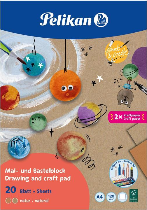 Actual product image Pelikan Drawing pad A4 120gr/20BL natural white (210 x 297 mm, Plain, No binding)