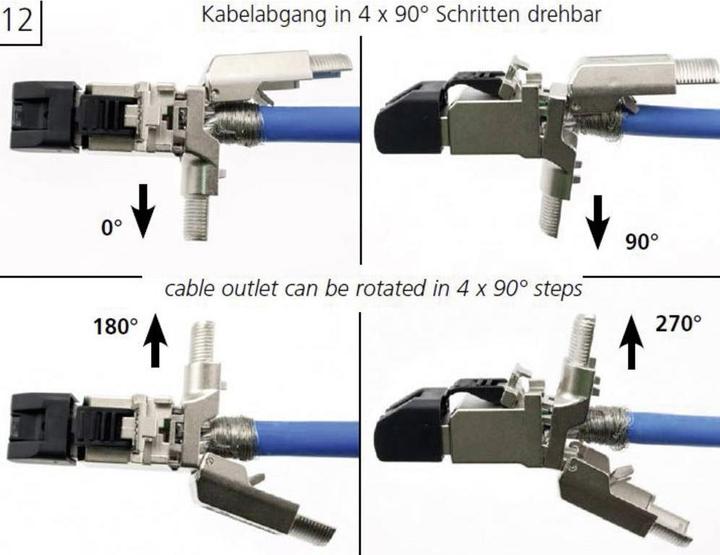 Produktbild Telegärtner RJ45-Stecker gewinkelt, feldkonfektionierbar Stecker, gerade MFP8-4x90 PROFINET J00026A4002 1 St.