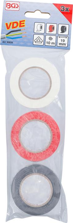 Actual product image BGS VDE Insulating Tape Assortment 3 pcs. (19 mm)