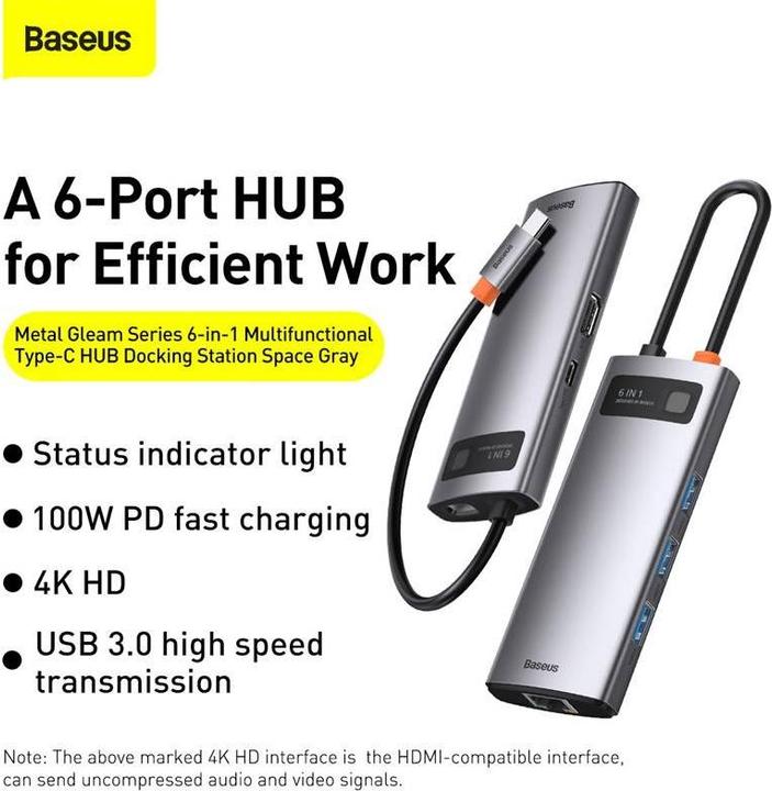 Immagine prodotto Baseus Bagliore di metallo (USB-C, 6 porte)