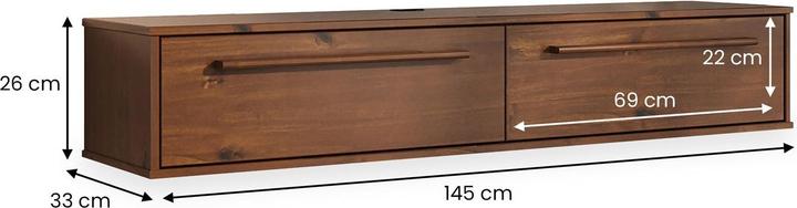 IDIMEX Lowboard TECCA 145 cm mit 2 Klappen aus Massivholz - Kastanie farben (145 x 33 x 26 cm)