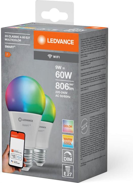 Image du produit Ledvance Smart+ Wifi Classic (E27, 806 lm, 2x)