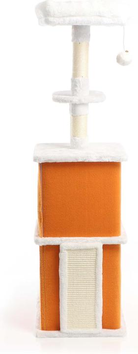 Image du produit Fudajo Arbre à chat Blanc/Brun 125cm Poste de grattage avec du sisal, des niches/2 maisons à chats (125 cm, Blanc, Marron)
