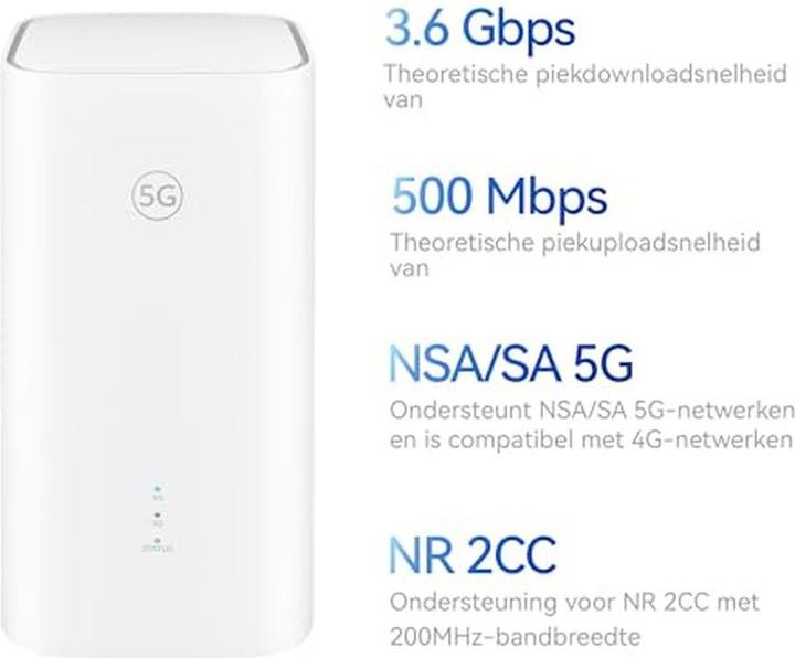 Immagine prodotto Huawei Router 5G WiFi 6 AX3000, velocità download 3600 Mbps, antenna 9 dBi, garanzia 30 mesi