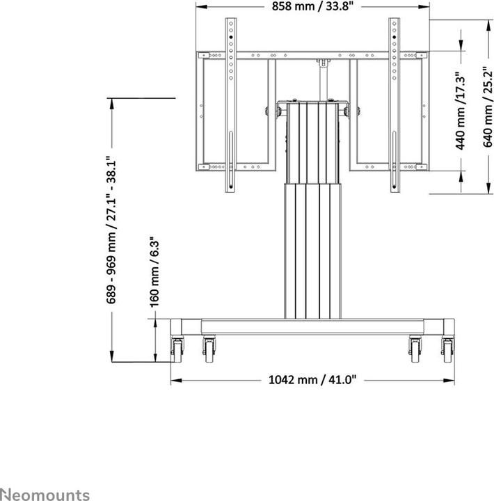 Actual product image Neomounts PLASMA-M2550TSILVER is a mobile floor stand for flat screen TVs up to. (31", 150 kg)