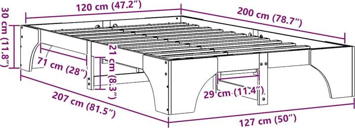 Actual product image vidaXL Bettgestell (120 x 200 cm)