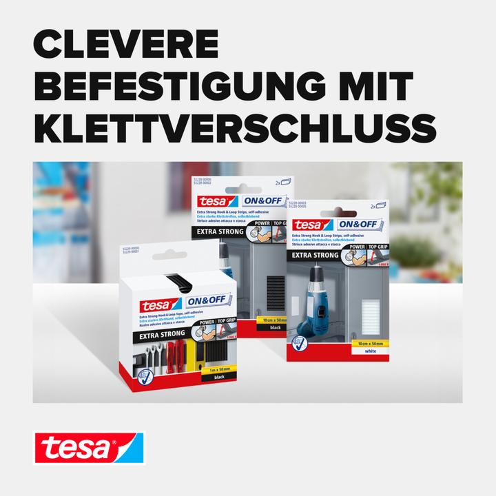 Produktbild tesa On&Off Klettband, selbstklebende Klettstreifen (50 mm)