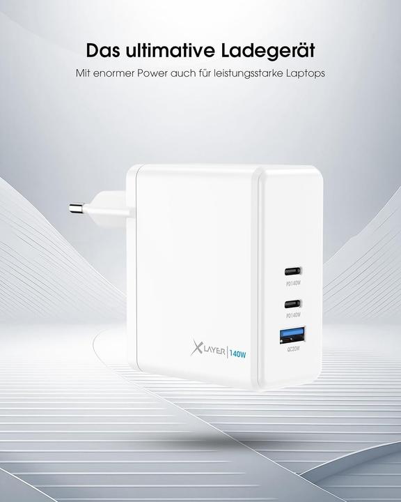 Produktbild Xlayer Powercharger (140W) 1x USB-A / 2x USB-C, weiss (140 W, 3 Ports)