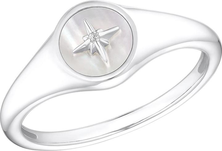 Produktbild S.Oliver Ringe für Damen, 925 Sterling Silber, Zirkonia synth., Perlmutt | Stern (56, 925 Silber)