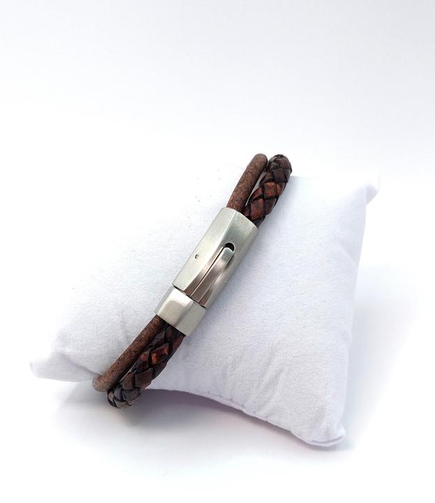 Produktbild Thomss Lederarmband No.24 Unisex Leder Braun & Edelstahlverschluss Umfang 22.3cm (22.30 cm, Edelstahl, 100% Leder)