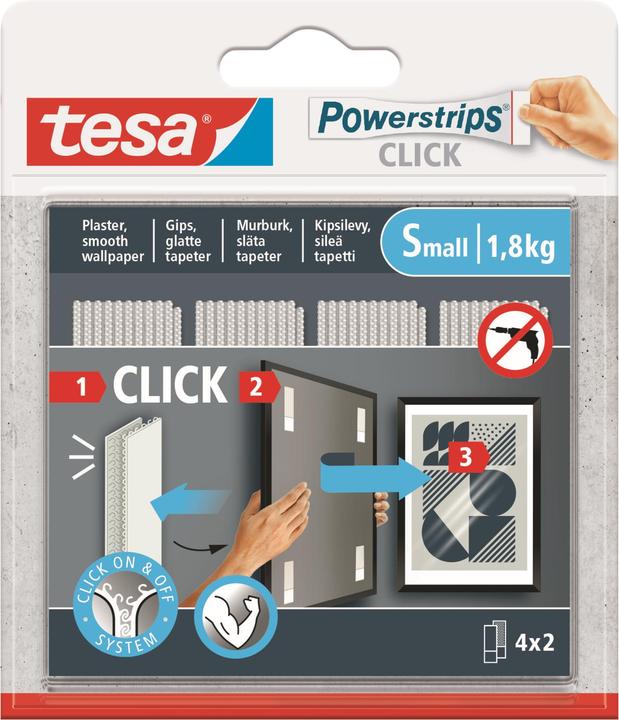 Produktbild tesa Powerstrips CLICK SMALL, 1.8kg, selbstkl. Klettband 4x2