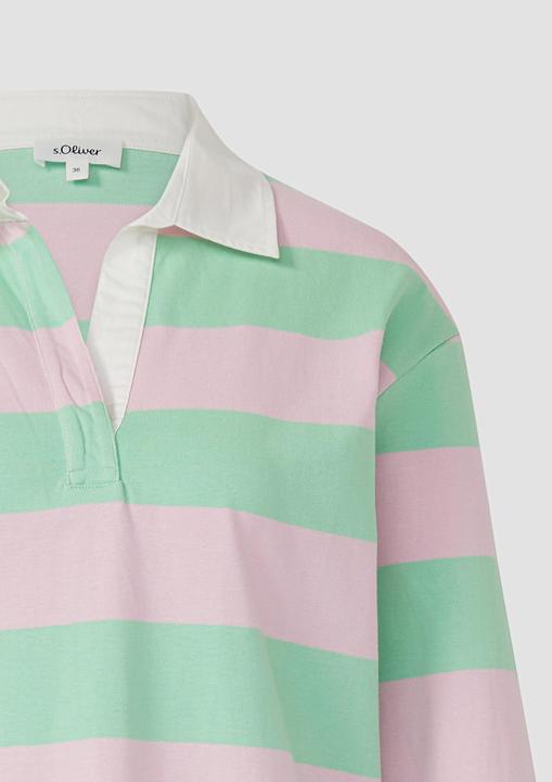 Produktbild s.Oliver Sweatshirt Gestreiftes Baumwoll-Shirt mit Hemdkragen (40)