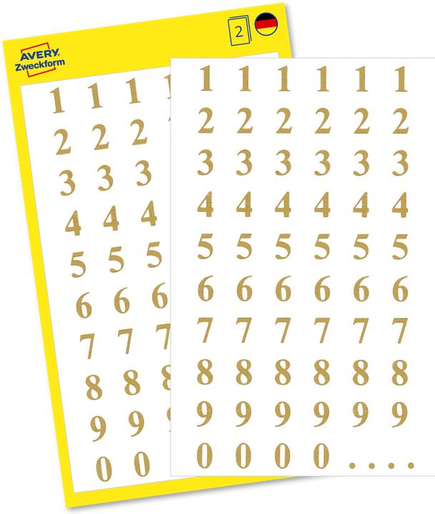 Actual product image Z-Design Zahlen labels Times Bold