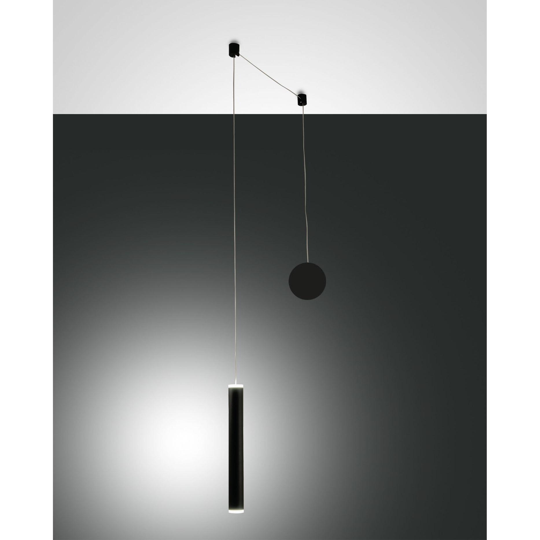 Fabas Luce, Pendelleuchte, LED Pendelleuchte Prado Ø37mm 6,5W Warmweiss Schwarz dimmbar (720 lm)