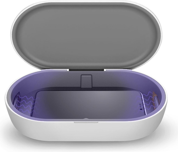 SBS UV Disinfection Box & Wireless Charger/Inductive Charging Station 10W, bianco