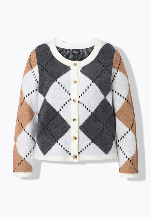 Actual product image Ulla Popken Argyle Cardigan (60)