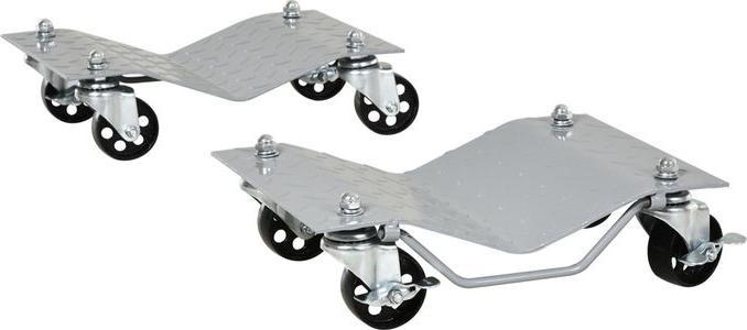 Immagine prodotto Swisshandel24 Cric di manovra 2 pezzi Aiuto alla manovra Cric per cambio gomme con 4 rulli per auto Grigio 40,5L