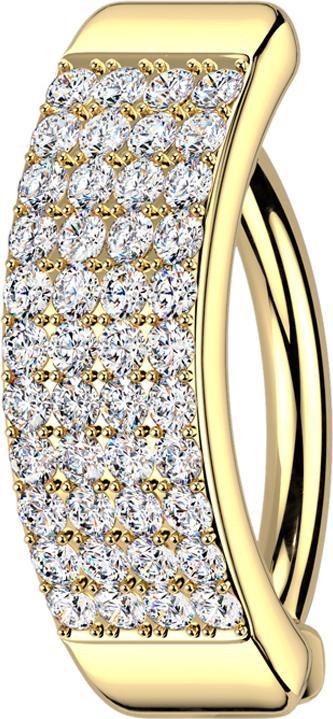 Immagine prodotto Star Piercing Scudo a banana con cerniera placcato oro quattro file di cristalli argento (Ottone, Acciaio chirurgico 316L)