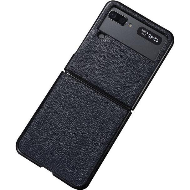 MU Classic Echtleder Hardcase Hülle (Samsung Galaxy Z Flip3), Smartphone Hülle, Blau
