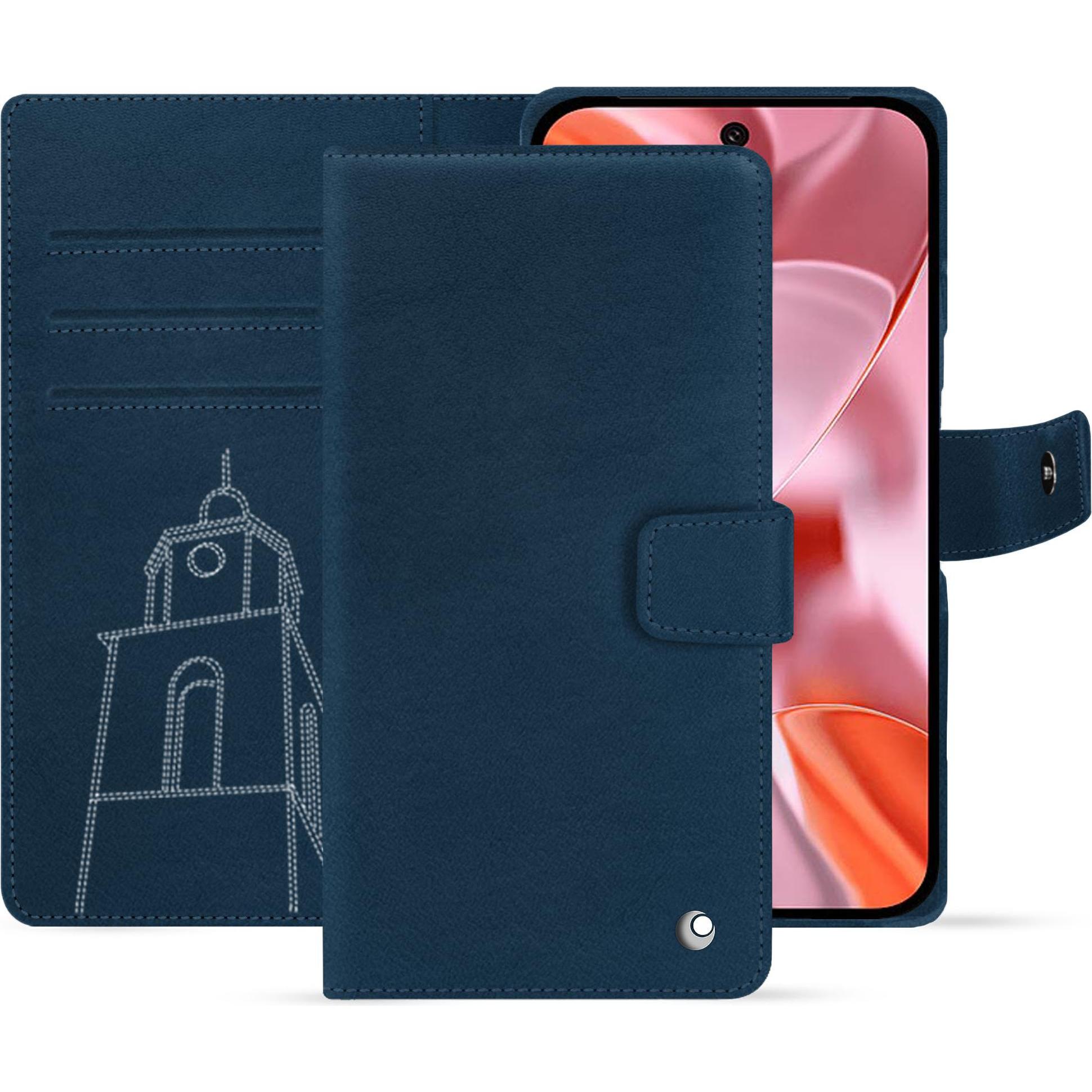 Noreve Lederschutzhülle Google Pixel 9 (Google Pixel 9), Smartphone Hülle, Blau