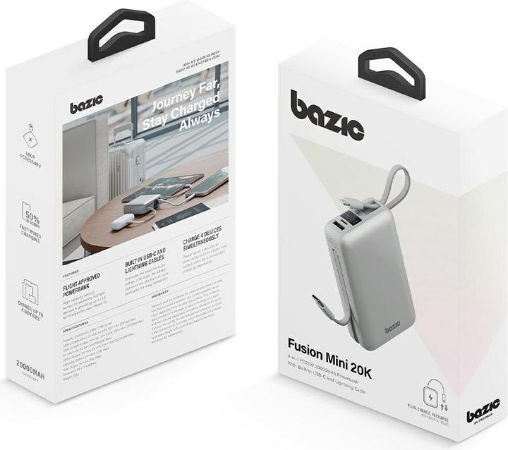 Produktbild Energea PowerBank 4in1 Bazic Fusion Mini 20000mAh cable USB-C/Lightning grey (20000 mAh, 22 W, 22 Wh)